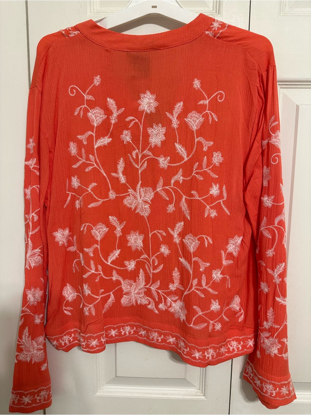 Coral Embroidered Button-Front Top - Picture 2 of 4